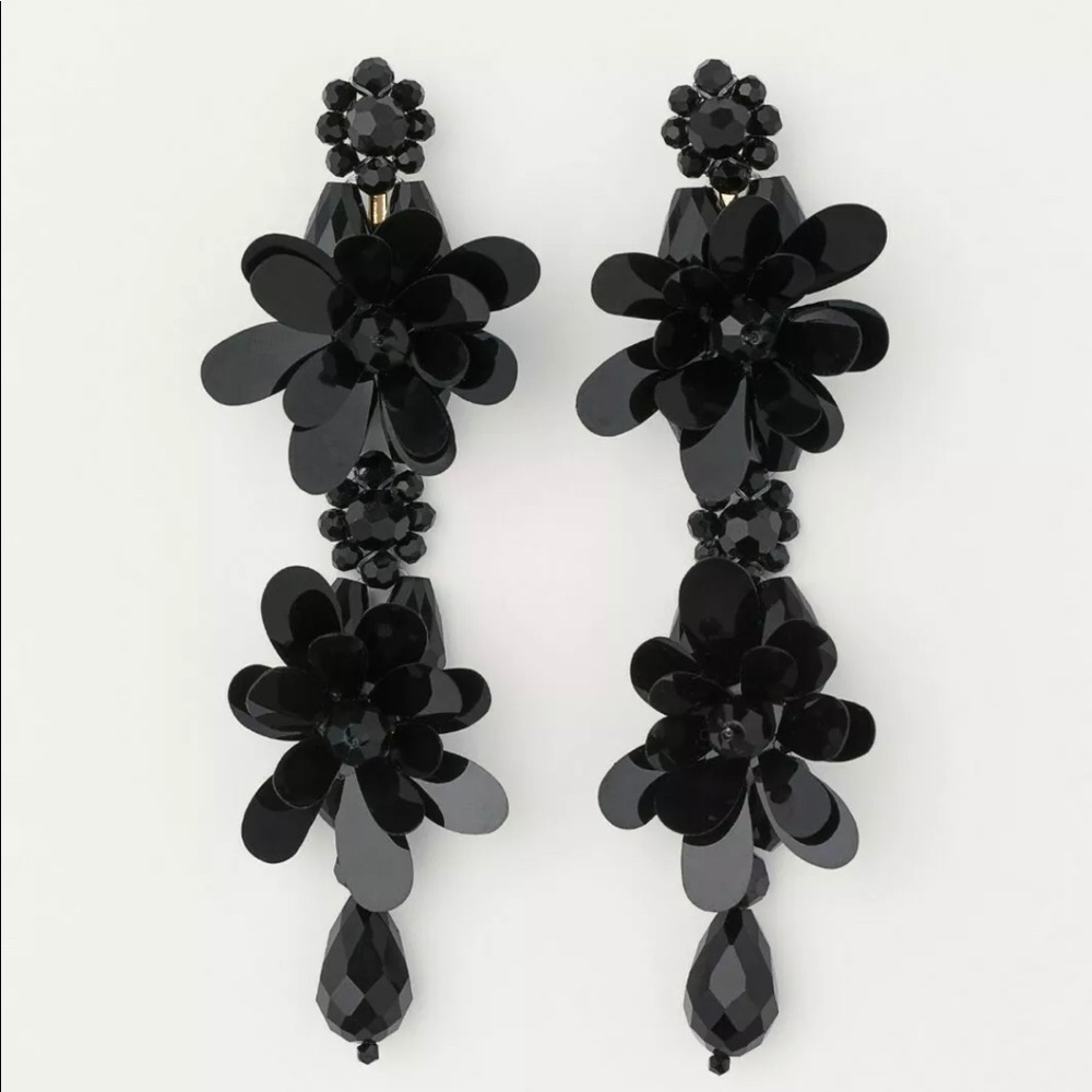 Simone Rocha X H&M Long Drop Earrings Black BNWT